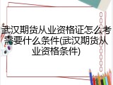 武汉期货从业资格证怎么考需要什么条件(武汉期货从业资格条件)