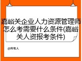 嘉峪关企业人力资源管理师怎么考需要什么条件(嘉峪关人资报考条件)