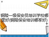 铜陵一级保安员培训学校哪里好(铜陵保安培训哪家好)