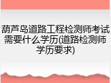 葫芦岛道路工程检测师考试需要什么学历(道路检测师学历要求)