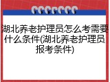 湖北养老护理员怎么考需要什么条件(湖北养老护理员报考条件)