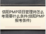 信阳PMP项目管理师怎么考需要什么条件(信阳PMP报考条件)