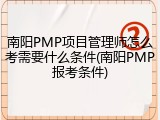 南阳PMP项目管理师怎么考需要什么条件(南阳PMP报考条件)