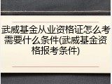 武威基金从业资格证怎么考需要什么条件(武威基金资格报考条件)