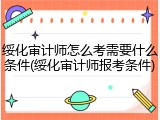 绥化审计师怎么考需要什么条件(绥化审计师报考条件)