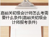 嘉峪关初级会计师怎么考需要什么条件(嘉峪关初级会计师报考条件)