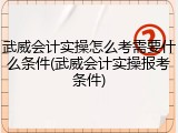 武威会计实操怎么考需要什么条件(武威会计实操报考条件)