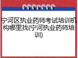 宁河区执业药师考试培训机构哪里找(宁河执业药师培训)