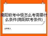 南阳软考中级怎么考需要什么条件(南阳软考条件)