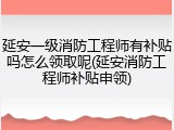 延安一级消防工程师有补贴吗怎么领取呢(延安消防工程师补贴申领)