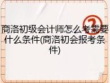 商洛初级会计师怎么考需要什么条件(商洛初会报考条件)