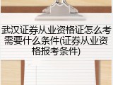 武汉证券从业资格证怎么考需要什么条件(证券从业资格报考条件)
