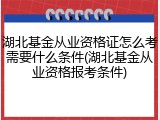湖北基金从业资格证怎么考需要什么条件(湖北基金从业资格报考条件)