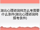 湖北心理咨询师怎么考需要什么条件(湖北心理咨询师报考条件)