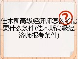 佳木斯高级经济师怎么考需要什么条件(佳木斯高级经济师报考条件)