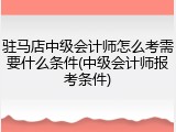 驻马店中级会计师怎么考需要什么条件(中级会计师报考条件)