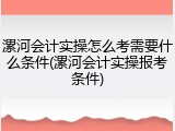 漯河会计实操怎么考需要什么条件(漯河会计实操报考条件)