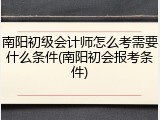 南阳初级会计师怎么考需要什么条件(南阳初会报考条件)