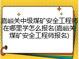 嘉峪关中级煤矿安全工程师在哪里学怎么报名(嘉峪关煤矿安全工程师报名)