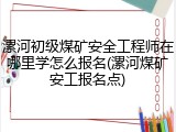 漯河初级煤矿安全工程师在哪里学怎么报名(漯河煤矿安工报名点)