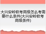 大兴安岭软考高级怎么考需要什么条件(大兴安岭软考高级条件)