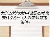 大兴安岭软考中级怎么考需要什么条件(大兴安岭软考条件)