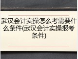 武汉会计实操怎么考需要什么条件(武汉会计实操报考条件)
