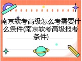 南京软考高级怎么考需要什么条件(南京软考高级报考条件)