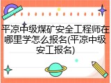 平凉中级煤矿安全工程师在哪里学怎么报名(平凉中级安工报名)