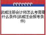 武威注册会计师怎么考需要什么条件(武威注会报考条件)