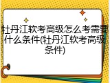 牡丹江软考高级怎么考需要什么条件(牡丹江软考高级条件)
