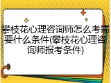 攀枝花心理咨询师怎么考需要什么条件(攀枝花心理咨询师报考条件)