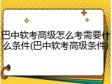 巴中软考高级怎么考需要什么条件(巴中软考高级条件)