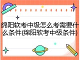 绵阳软考中级怎么考需要什么条件(绵阳软考中级条件)