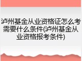 泸州基金从业资格证怎么考需要什么条件(泸州基金从业资格报考条件)