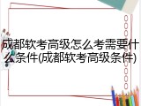 成都软考高级怎么考需要什么条件(成都软考高级条件)