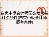 自贡中级会计师怎么考需要什么条件(自贡中级会计师报考条件)