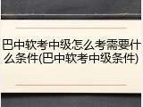 巴中软考中级怎么考需要什么条件(巴中软考中级条件)