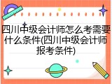 四川中级会计师怎么考需要什么条件(四川中级会计师报考条件)