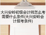 大兴安岭初级会计师怎么考需要什么条件(大兴安岭会计报考条件)