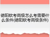 德阳软考高级怎么考需要什么条件(德阳软考高级条件)