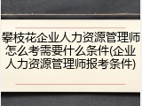 攀枝花企业人力资源管理师怎么考需要什么条件(企业人力资源管理师报考条件)