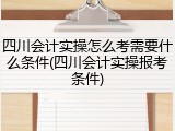 四川会计实操怎么考需要什么条件(四川会计实操报考条件)