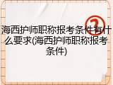 海西护师职称报考条件有什么要求(海西护师职称报考条件)