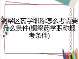 铜梁区药学职称怎么考需要什么条件(铜梁药学职称报考条件)