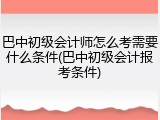 巴中初级会计师怎么考需要什么条件(巴中初级会计报考条件)