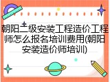 朝阳二级安装工程造价工程师怎么报名培训费用(朝阳安装造价师培训)