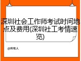 深圳社会工作师考试时间地点及费用(深圳社工考情速览)