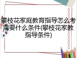 攀枝花家庭教育指导怎么考需要什么条件(攀枝花家教指导条件)