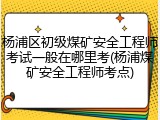 杨浦区初级煤矿安全工程师考试一般在哪里考(杨浦煤矿安全工程师考点)